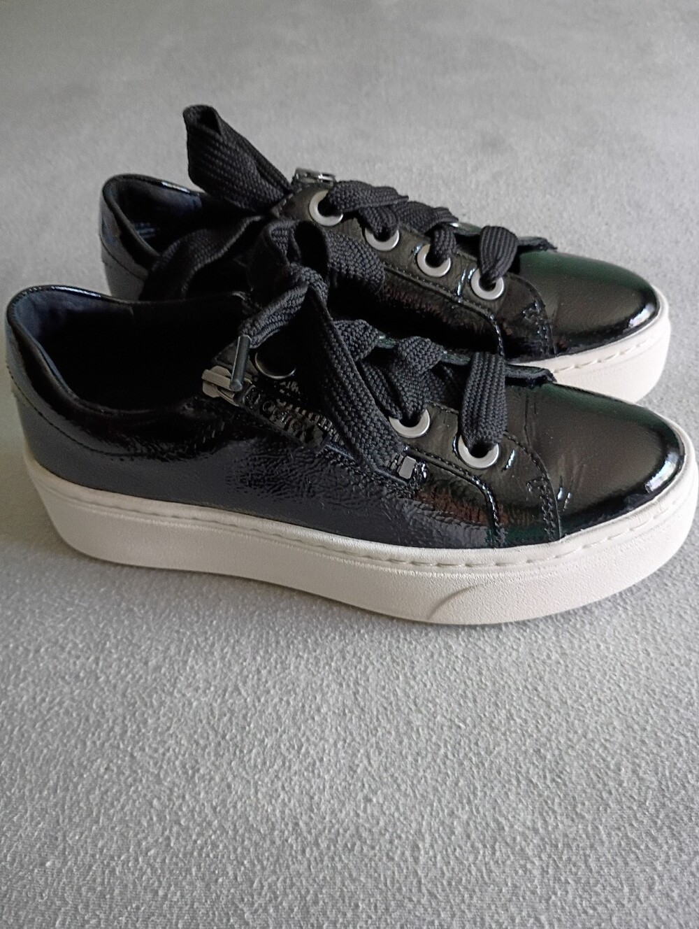Aetrex Aubrey Arch Support Black Patent Leather Platform Sneakers Size 7.5-8